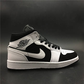 Air rJordan 1 Mid White Black 554724-113