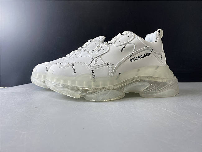 Balenciaga Triple S Clear Sole All White Logo  - 1