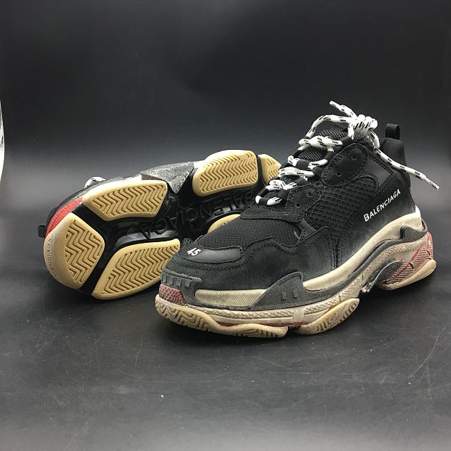 Balenciaga Triple S Black White Red ( Worn Look)  - 1