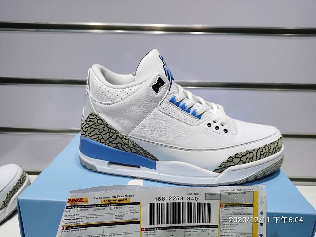 Air Jordan 3 UNC White Valor Blue CT8532-104 - 1