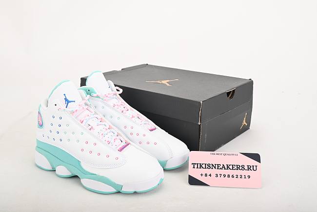 Air Jordan 13 Retro White Soar Green Pink (GS)  - 1