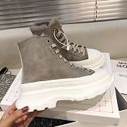 Alexander McQueen Tread Slick Low Lace Up Boots Grey - 4