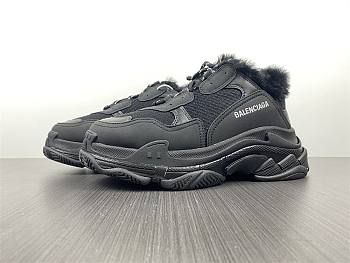 Balenciaga Triple S Fake Fur Black 668562W3CQ51000