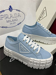 Prada Double Wheel Nylon Gabardine Sneakers Cornflower Blue - 1