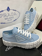 Prada Double Wheel Nylon Gabardine Sneakers Cornflower Blue - 2