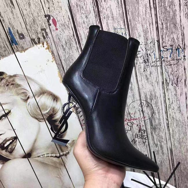 YSL Opyum Ankle Boots Black Heel - 1