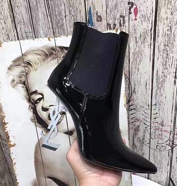 YSL Opyum Ankle Boots with White Heel