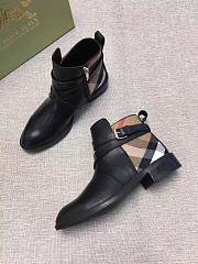 Burberry House Check and Leather Ankle Boots Black - 1