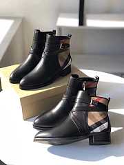 Burberry House Check and Leather Ankle Boots Black - 5