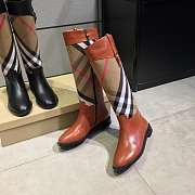 Burberry Strap Detail House Check and Rubber Rain Boots Brown - 1