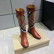 Burberry Strap Detail House Check and Rubber Rain Boots Brown - 6