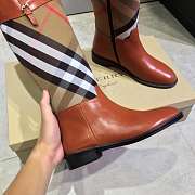 Burberry Strap Detail House Check and Rubber Rain Boots Brown - 5