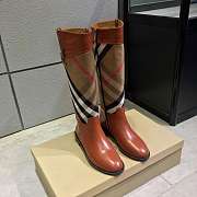 Burberry Strap Detail House Check and Rubber Rain Boots Brown - 4