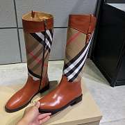 Burberry Strap Detail House Check and Rubber Rain Boots Brown - 3