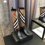 Burberry Strap Detail House Check and Rubber Rain Boots Black - 5