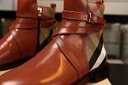 Burberry House Check and Leather Ankle Boots - 5