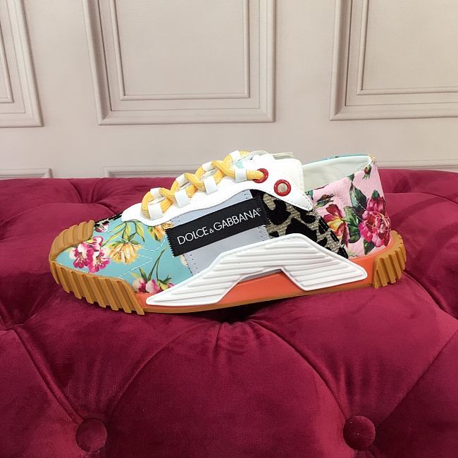 Dolce & Gabbana Mixed-materials NS1 slip-on sneakers flowers and tiger print - 1