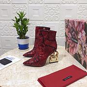 Dolce & Gabbana ankle boots with DG Pop heel snake print red - 1