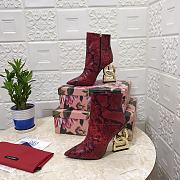 Dolce & Gabbana ankle boots with DG Pop heel snake print red - 5