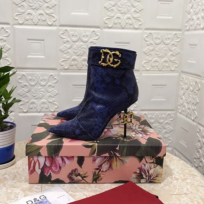 Dolce & Gabbana ankle boots with DG Pop heels snake print blue - 1