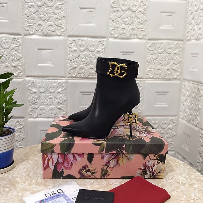 Dolce & Gabbana ankle boots with DG Pop heels and logo black  - 1