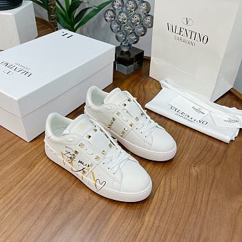 Valentino Garavani Open Sneaker VLTN logo print White Gold 