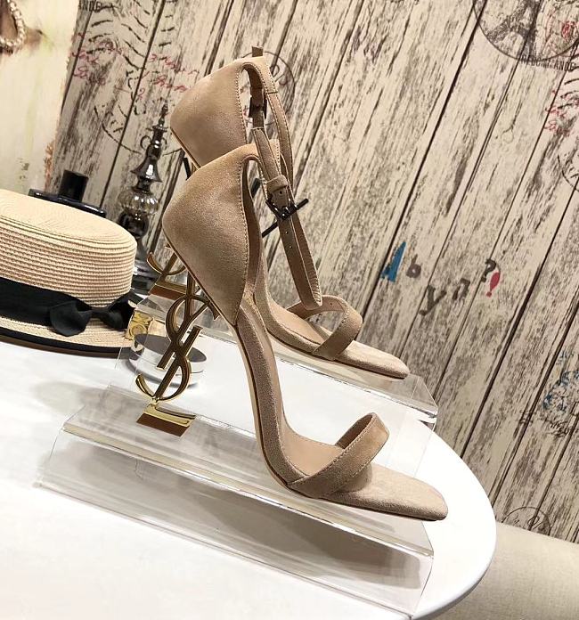 Saint Laurent Opyum Heeled Sandals Beige - 1