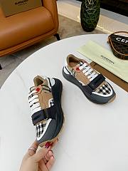 Burberry Leather and Vintage Check Cotton Sneakers Grey/Archive Beige - 2