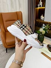 Burberry Leather and Vintage Check Cotton Sneakers Archive Beige - 3