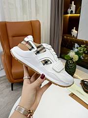 Burberry Leather and Vintage Check Cotton Sneakers White - 5