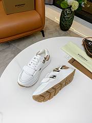 Burberry Leather and Vintage Check Cotton Sneakers White - 4