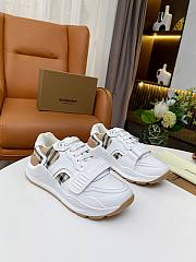 Burberry Leather and Vintage Check Cotton Sneakers White - 3