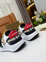 Burberry Leather and Vintage Check Cotton Sneakers Archive Beige Red - 4