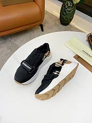 Burberry Leather and Vintage Check Cotton Sneakers Black Beige - 5