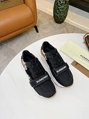 Burberry Leather and Vintage Check Cotton Sneakers Black Beige - 3