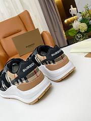 Burberry Leather and Vintage Check Cotton Sneakers Black Beige - 2