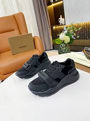 Burberry Leather and Vintage Check Cotton Sneakers Black - 1