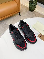 Burberry Leather and Vintage Check Cotton Sneakers Black Red - 6