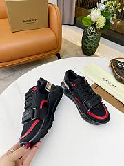 Burberry Leather and Vintage Check Cotton Sneakers Black Red - 2