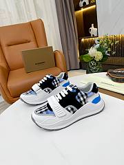 Burberry Leather and Vintage Check Cotton Sneakers Blue - 1