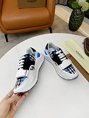 Burberry Leather and Vintage Check Cotton Sneakers Blue - 2