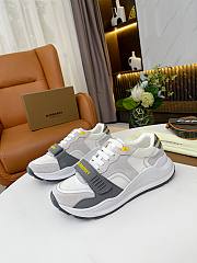 Burberry Leather and Vintage Check Cotton Sneakers Grey White - 1