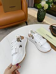 Burberry Leather and Vintage Check Cotton Sneakers White Beige - 5