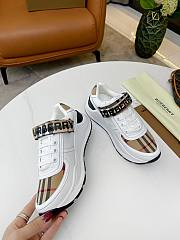 Burberry Leather and Vintage Check Cotton Sneakers Beige White - 5