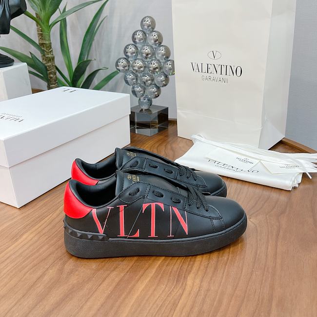 Valentino Garavani Open Sneaker with VLTN logo print black red - 1