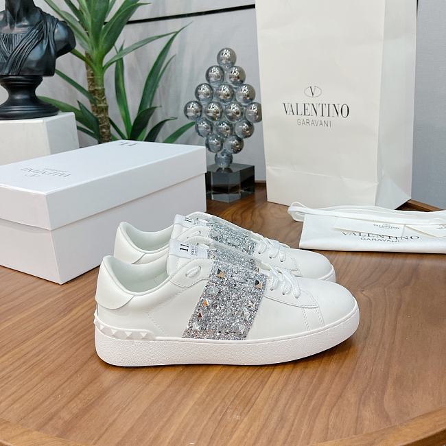 Valentino Garavani Open Sneaker white silver bullion - 1