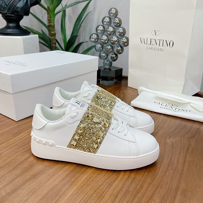 Valentino Garavani Open Sneaker white gold bullion - 1