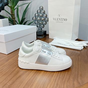 Valentino Garavani Open sneaker with metallic calfskin band silver