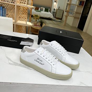 YSL COURT CLASSIC SL/06 EMBROIDERED SNEAKERS IN LEATHER SILVER WHITE