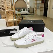 YSL COURT CLASSIC SL/06 EMBROIDERED SNEAKERS IN LEATHER PINK WHITE - 5